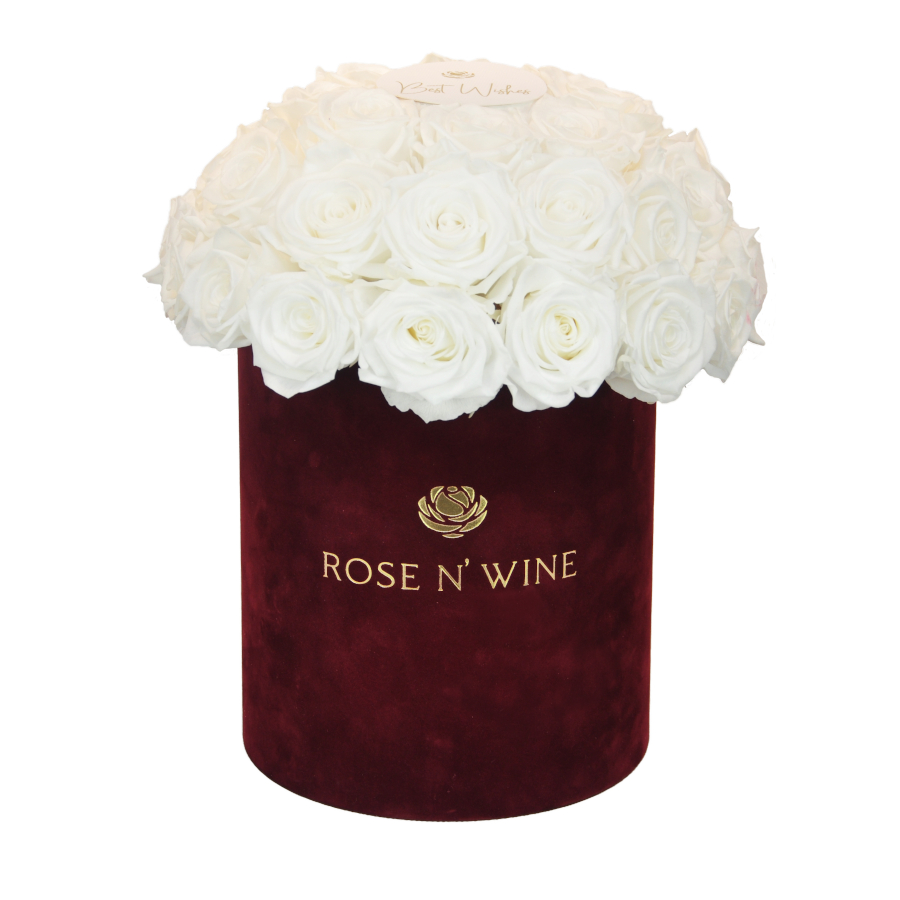 classy box biale roze wieczne burgundowy flowerbox rose n wine