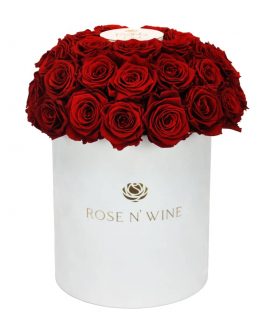 classy box czerwone roze wieczne bialy flowerbox rose n wine